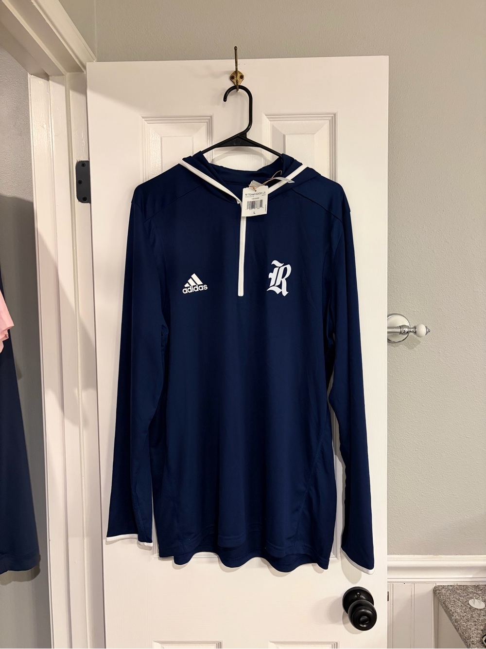 Adidas Rice Owls Hoodie Quarter Zip Blue White NWT Mens Large